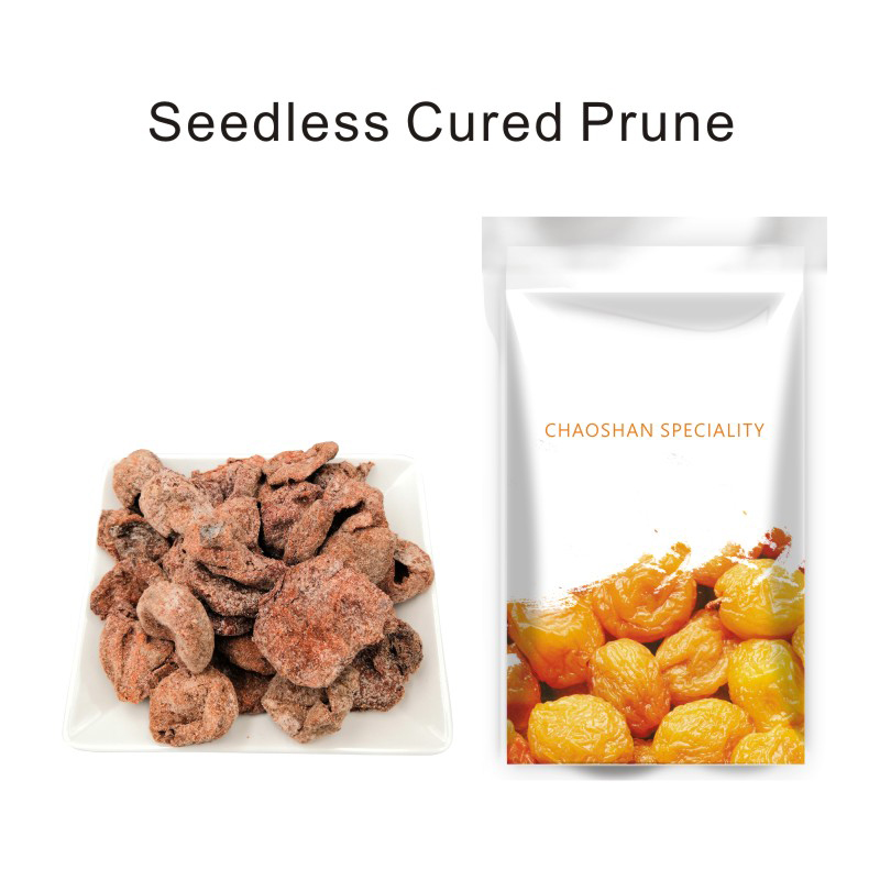 Seedless cured prune